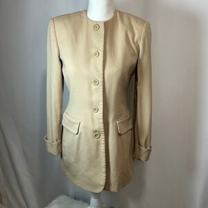 Jones New York Blazer Jacket Women's Size 4 Beige Fitted Career Office‎